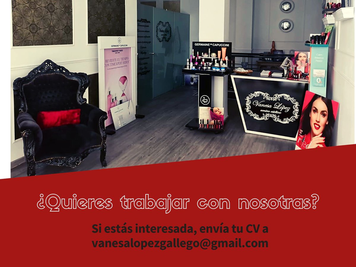 Quieres trabajar con nosotras?
Si estás interesada, envía tu CV a vanesalopezgallego@gmail.com o entrégalo en nuestro centro de la calle Ignacio Figueroa de Jaén (frente Pronovias).
#estetica #Jaen #CV #empleo