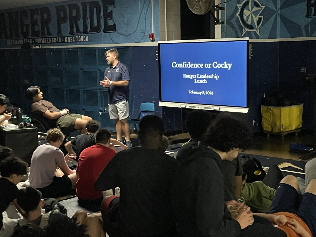 CHighFB's tweet photo. Today @DerekRuthardt brought the lesson about Confidence vs Cocky for our #LeadershipLunch as our ongoing Leadership Series continues this spring semester!
Unearned - Self Talk - Been There, Done That - Effort
Become a CONFIDENT team!
Composed under stress.
#LevelOfConfidence https://t.co/WSCQGse61U