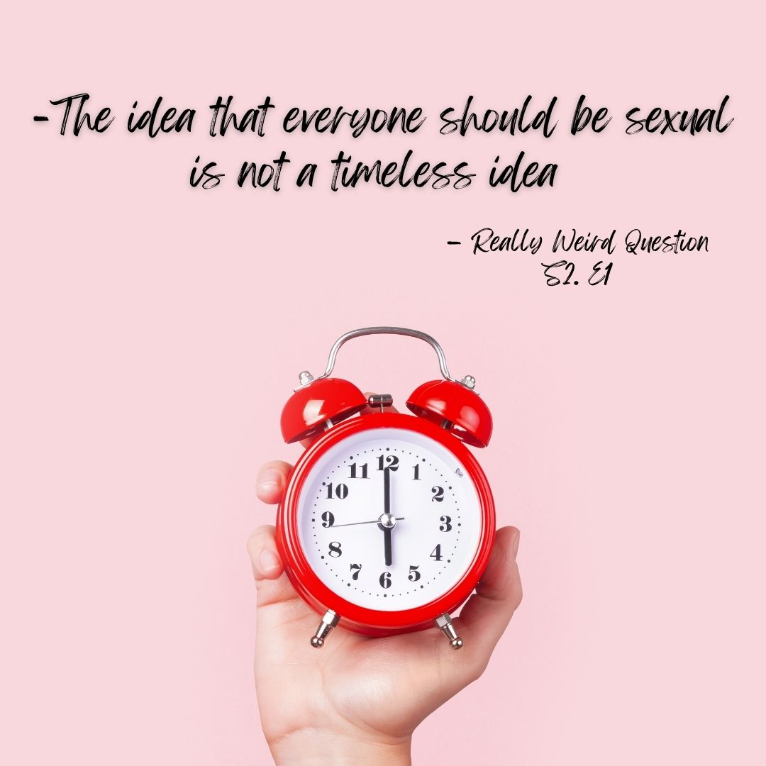 AReallyWeirdPod's tweet photo. Have you listened to the episode yet? 
Catch up before episode 2 drops later this month!

Rebecca shares an essential point in the history of sexuality in our first episode of season 2. It is not a timeless idea that everyone should be sexual--even if it sometimes feels like it. https://t.co/Xno9UawY81