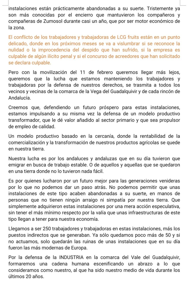 A continuación os pasamos dos fotos con un manifiesto.

Por favor haced que rule por redes como la pólvora.

La comarca de la Vega del Guadalquivir se muere y nadie parece hacer nada para remediarlo.

<a href="/CCOOCORDOBA/">CCOO Córdoba</a>
 
<a href="/nomasprecario/">No más precariedad</a>
 
<a href="/ccooandalucia/">CCOO de Andalucía</a>
 
<a href="/Industria_CCOO/">CCOO de Industria #PactoIndustriaYA</a>