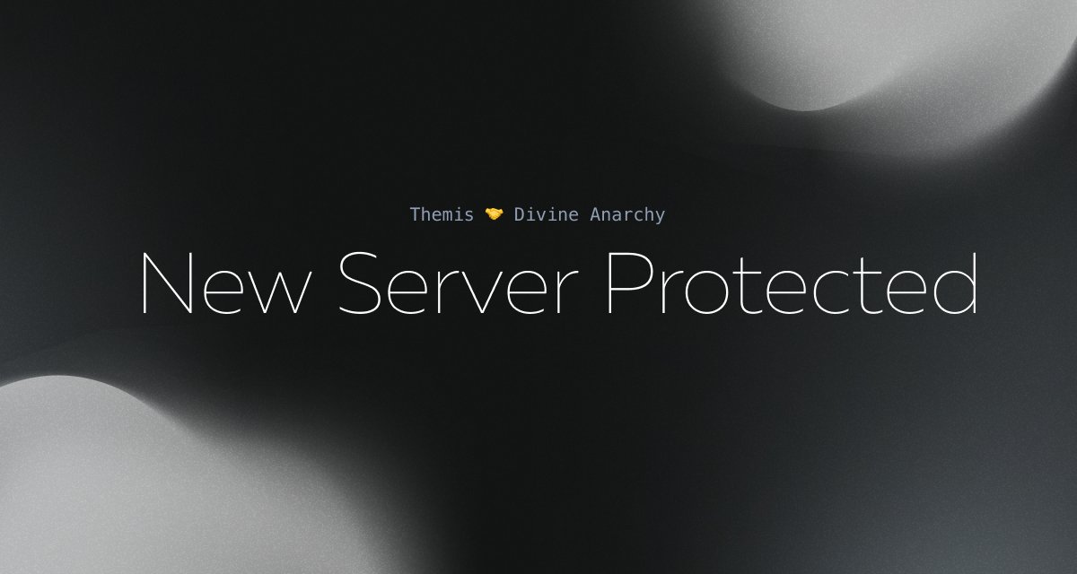 ThemisBot's tweet photo. Themis 🤝 Divine Anarchy 

Always a pleasure to work with @divineanarchy! 
Divine Anarchy server is now protected by Themis! 

Invite Themis: https://t.co/i5QHoF31KI https://t.co/1WXMDwPhCN