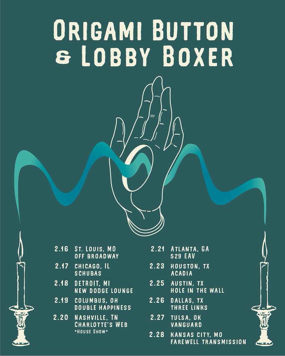 origamibutton's tweet photo. tour starts in a week. added a NASHVILLE house show so hit us up if you wanna come to that. buy one of our many shirts so we can stay at the hamptons instead of the red roof and then be the subject of twitter threads saying we’re not DIY enough https://t.co/ROY5uFg1Nm