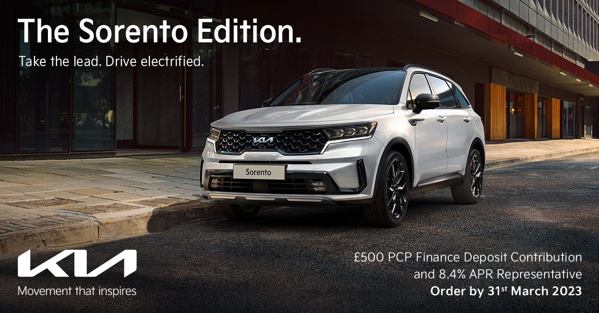 DraytonKia's tweet photo. Kia #Sorento ‘Edition’ 𝘄𝗶𝘁𝗵 £𝟱𝟬𝟬 𝗱𝗲𝗽𝗼𝘀𝗶𝘁 𝗰𝗼𝗻𝘁𝗿𝗶𝗯𝘂𝘁𝗶𝗼𝗻 𝘄𝗵𝗲𝗻 𝘆𝗼𝘂 𝗽𝘂𝗿𝗰𝗵𝗮𝘀𝗲 𝘄𝗶𝘁𝗵 𝗼𝘂𝗿 𝟴.𝟰% 𝗔𝗣𝗥 #𝗞𝗶𝗮 𝗙𝗶𝗻𝗮𝗻𝗰𝗲. 𝘋𝘦𝘭𝘪𝘷𝘦𝘳𝘺 𝘣𝘺 𝘔𝘢𝘳𝘤𝘩 2023 𝘰𝘯 𝘴𝘦𝘭𝘦𝘤𝘵𝘦𝘥 𝘮𝘰𝘥𝘦𝘭𝘴. Learn more > https://t.co/vC8hrnT6vE https://t.co/3cTLf7uu6w