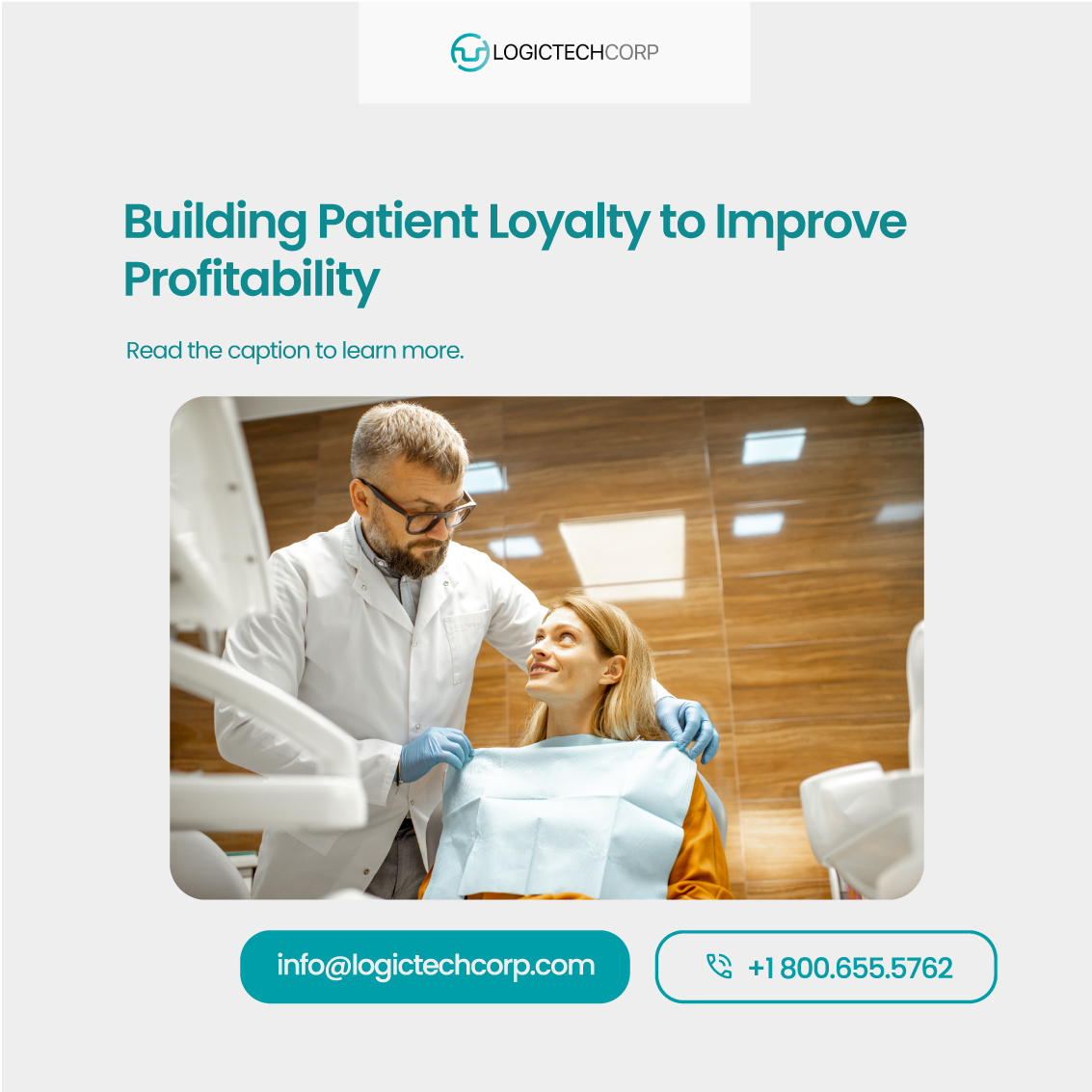 LogicTechCorp's tweet image. The percentage of recurring patients who visit your clinic over time can be used to assess the performance of your business in addition to profitability. Every staff member must work diligently and consistently to build loyalty, which  begins with service satisfaction.