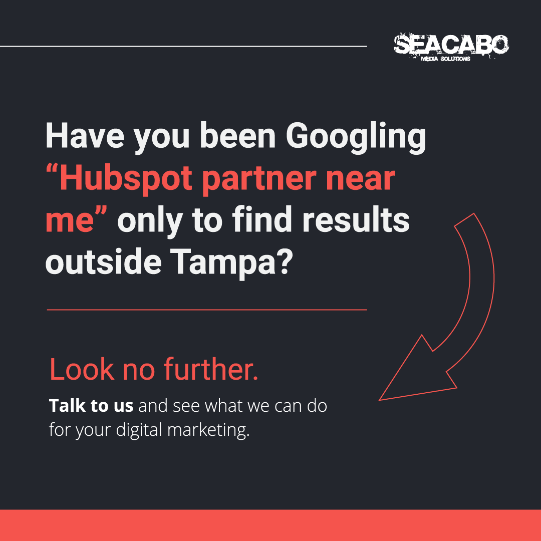 seacabomedia's tweet photo. Have you been Googling “Hubspot partner near me” only to find results outside Tampa? 

😍 Look no further. Talk to us and see what we can do for your digital marketing.  

👉 https://t.co/FzOEVFE49h
📱  727-513-9035 https://t.co/A0hc6CATtf
