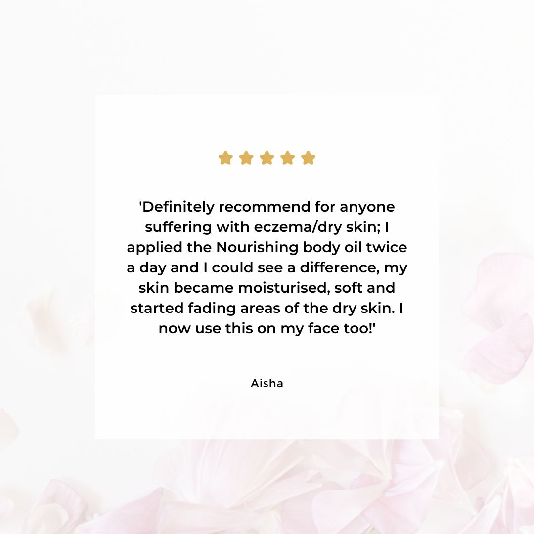 If you have tried our Night Face oil, you will love the Nourishing body oil.

The nourishing body oil

- Intensively nourished the skin
- Gentle and effective formula proven to reduce itching
- Helps manage symptoms of eczema