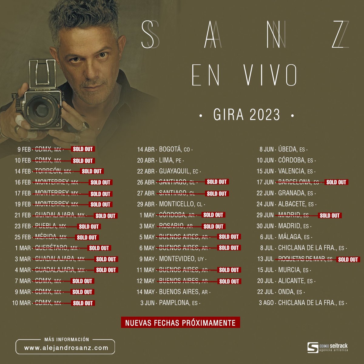 Este cartel es vida, emoción, un amor puro y sincero. Esto es #SANZenVivo y me dejaré el alma en cada concierto, canción y nota para daros las gracias por abrazarme con tanta fuerza 🙏❤️🥷
🎫: alejandrosanz.com/events