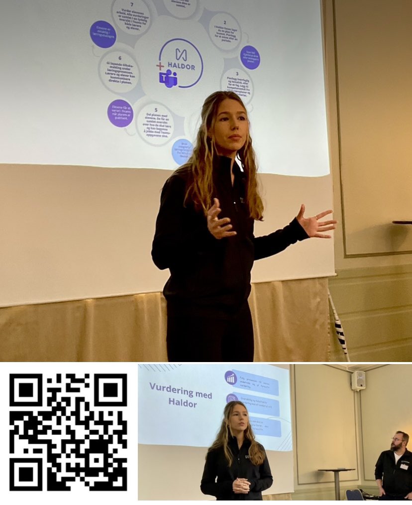 Aina i aksjon på #digitaleflater i Sandefjord sammen med vår partner @Haldor. Mange givende samtaler med kunder og partnere. Like mange mennesker fra leverandørene som fra skolene dette året🎉🎉🎉