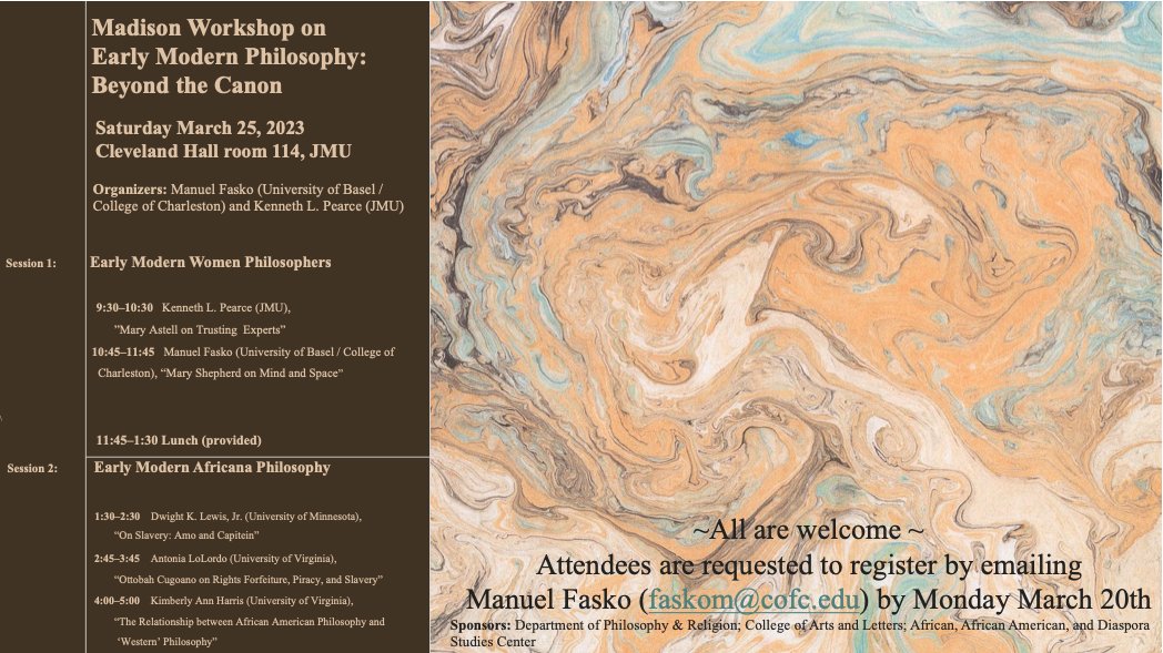 KennethLPearce's tweet photo. Excited for this upcoming workshop! Many thanks to @JMU_Phil_Rel, @JMUCAL, &amp; @aaadjmu for their support, and to Manuel Fasko for helping organize! https://t.co/sPjwC3GCyY