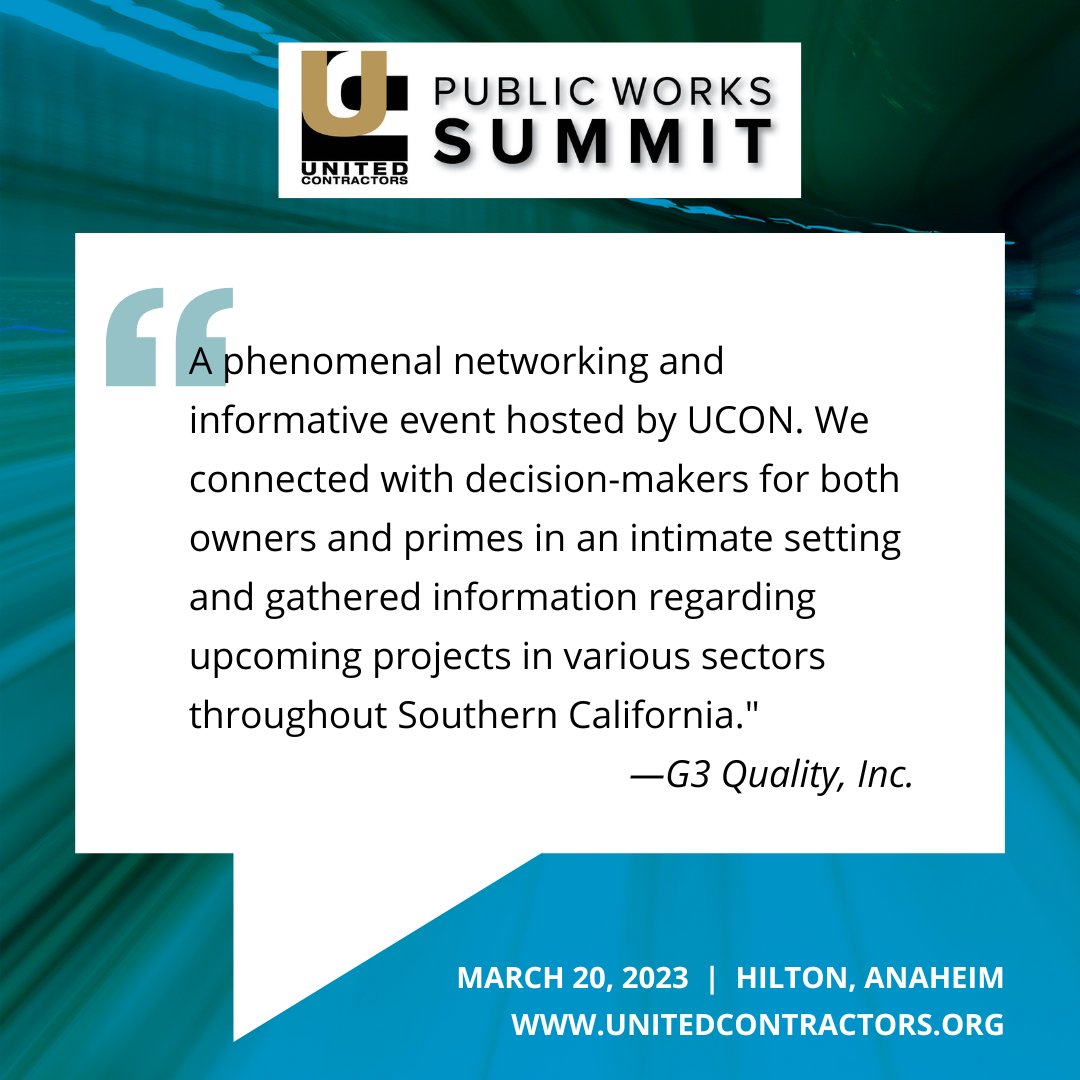 Register today for UCON's Public Works Summit in Anaheim, connecting contractors and public works agencies at this special event: ow.ly/YBhV50MMmIj