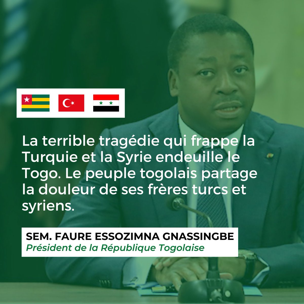 Be_Francine's tweet photo. Que Dieu accompagne nos deux pays frères de sa grâce dans cette période tragique de deuil
#Togo #Turquie #Syrie #TT228 https://t.co/Oyum02OLeX