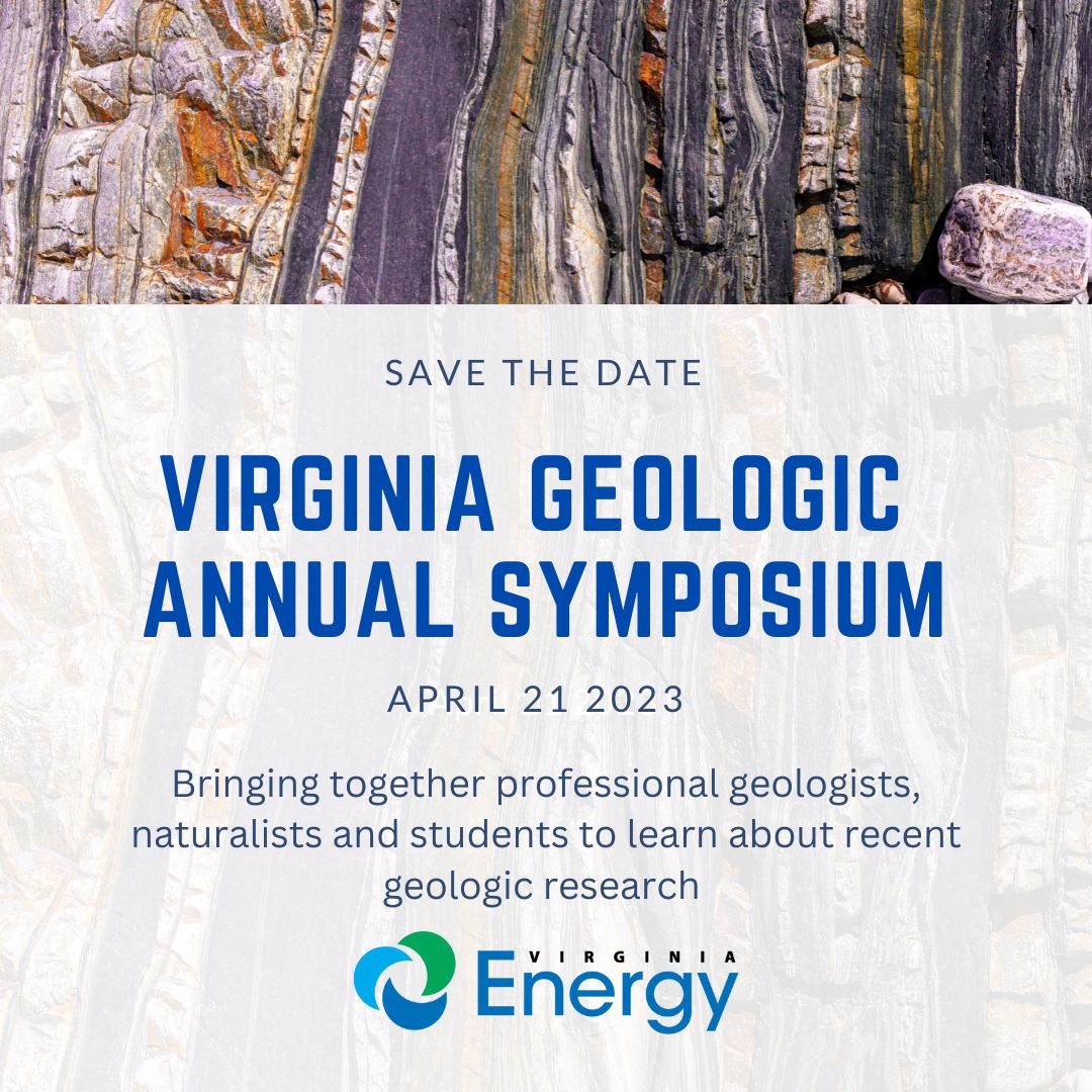 We are looking forward to holding our annual #Geology Research Symposium in person this year in Charlottesville on April 21.   We anticipate a full day of diverse talks, posters, and discussion. More details and a registration link will be provided by March 1. #VirginiaEnergy