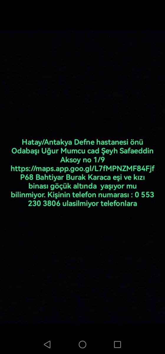 AlklkAnalizler's tweet photo. 🚨🚨🚨 ACİL!!!

HATAY/ANTAKYA DEFNE HASTANESİ ÖNÜ

0553 230 3806

#hatay #antakya @DepremDairesi @AFADTurkiye @AFADHatay https://t.co/7EGHTyC6j8