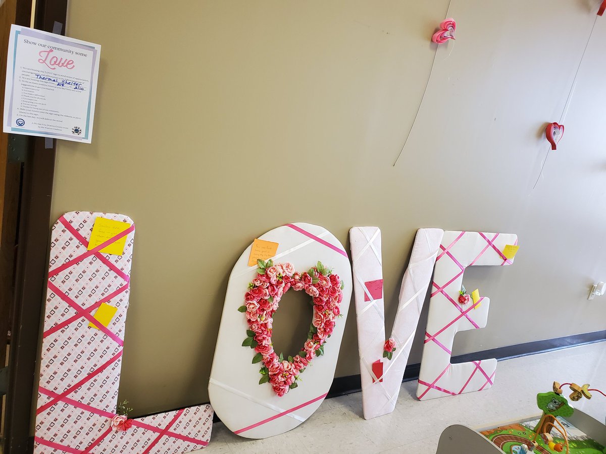 WarrenCoalition's tweet image. The LOVE sign&apos;s first tour stop is at the Warren County Community Center, right outside our doors! Stop by between now and Friday at 1 pm to write notes of encouragement and affirmation to the people who use or staff the Thermal Shelter. #wecuwc