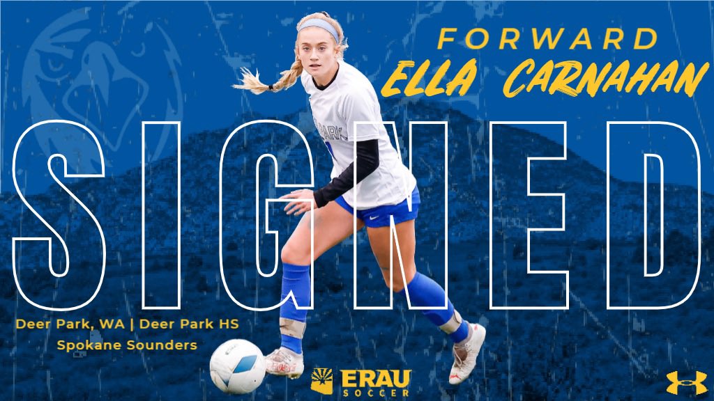 Let's make it twice as nice with another addition to the squad from the PNW! Please welcome <a href="/ella_carnahan/">Ella Carnahan</a> to our Eagle family! 🦅⚽️💙💛#newERAUeagle #WA➡️AZ <a href="/erau_eagles/">Embry-Riddle Eagles</a> <a href="/ERAUPrescott/">ERAU Prescott</a> <a href="/StagAthletics/">Deer Park Stags</a> <a href="/SpokaneSounders/">Spokane Sounders</a>