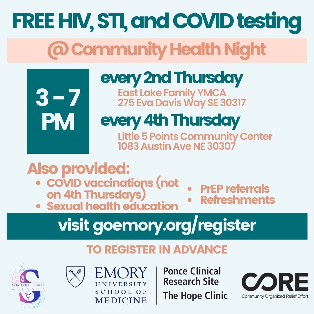 Join us at East Lake Family YMCA TOMORROW from 3-7 pm!!! Free STI, HIV &amp; COVID testing!!! COVID vax will not be available tomorrow but please click the link below to find vaccinations near you. #STIAwareness  #hivprevention #HIVTesting #knowyourstatus
vaccines.gov