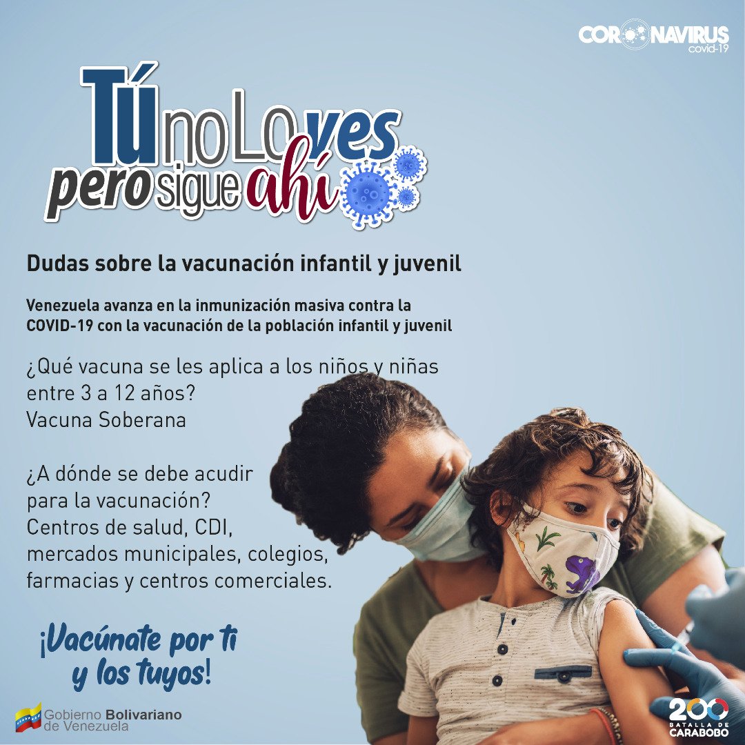 DigesaludFANB's tweet photo. #TomaNota || El Gobierno Bolivariano, dispuesto a garantizar la salud del pueblo, ha establecido extender el Plan de Inmunización Masivo a la población infantil y juvenil. Así funciona este mecanismo de protección contra la #COVID19. 

#08Feb https://t.co/KeP1GfsJGL