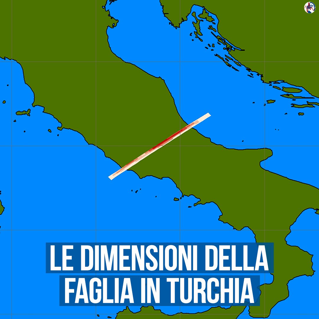 mondoterremoti's tweet photo. Per immaginare più concretamente le dimensioni del segmento di faglia che si è rotto in #Turchia durante il #terremoto di magnitudo 7.8 di lunedì notte, il sismologo @SimoneAtzori73 ha provato a rappresentare la faglia in questione sulla più familiare cartina del nostro paese. https://t.co/Cg18STOvou