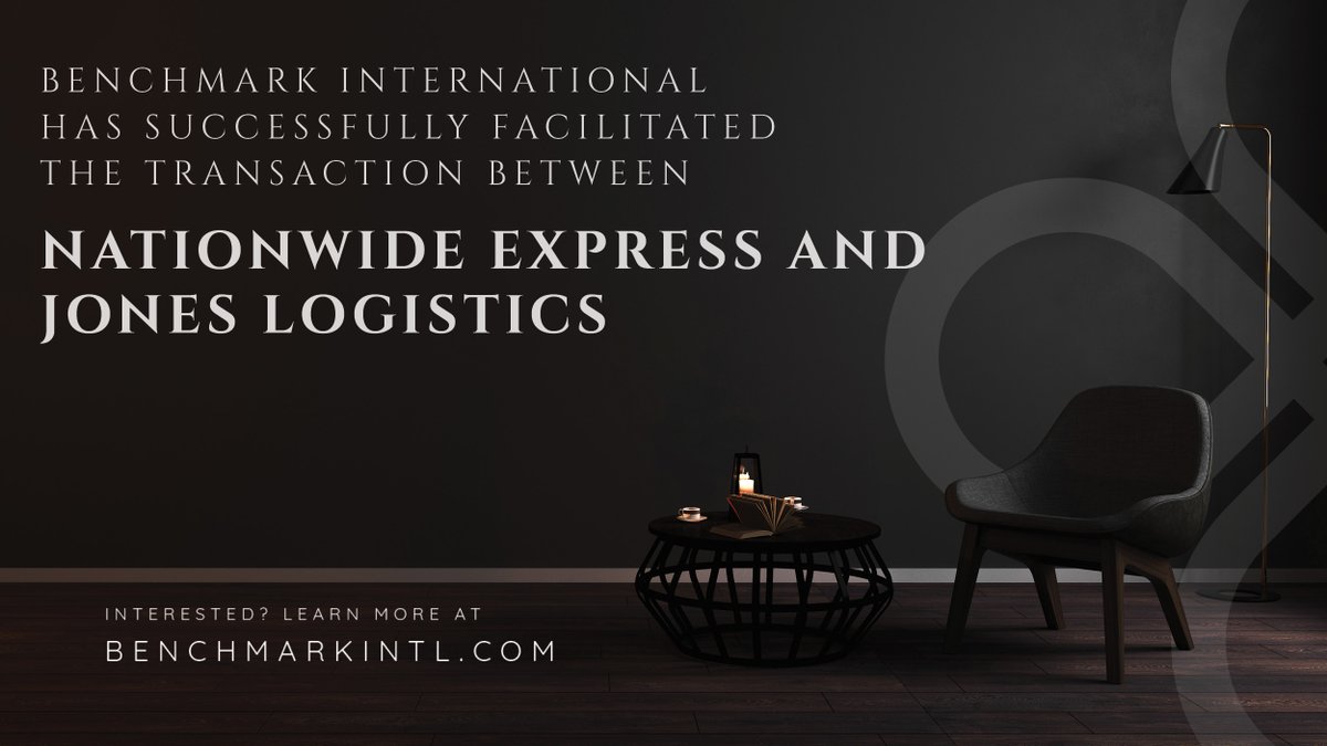 benchmarkgroup's tweet photo. Benchmark International successfully facilitated the transaction between Nationwide Express and Jones Logistics.

https://t.co/px2lKEHhqx

#BenchmarkInternational #MergersandAcquisitions #TransportationandLogistics #TruckingServices #Logistics #GrowthStrategy https://t.co/Ji0FQkDUjp