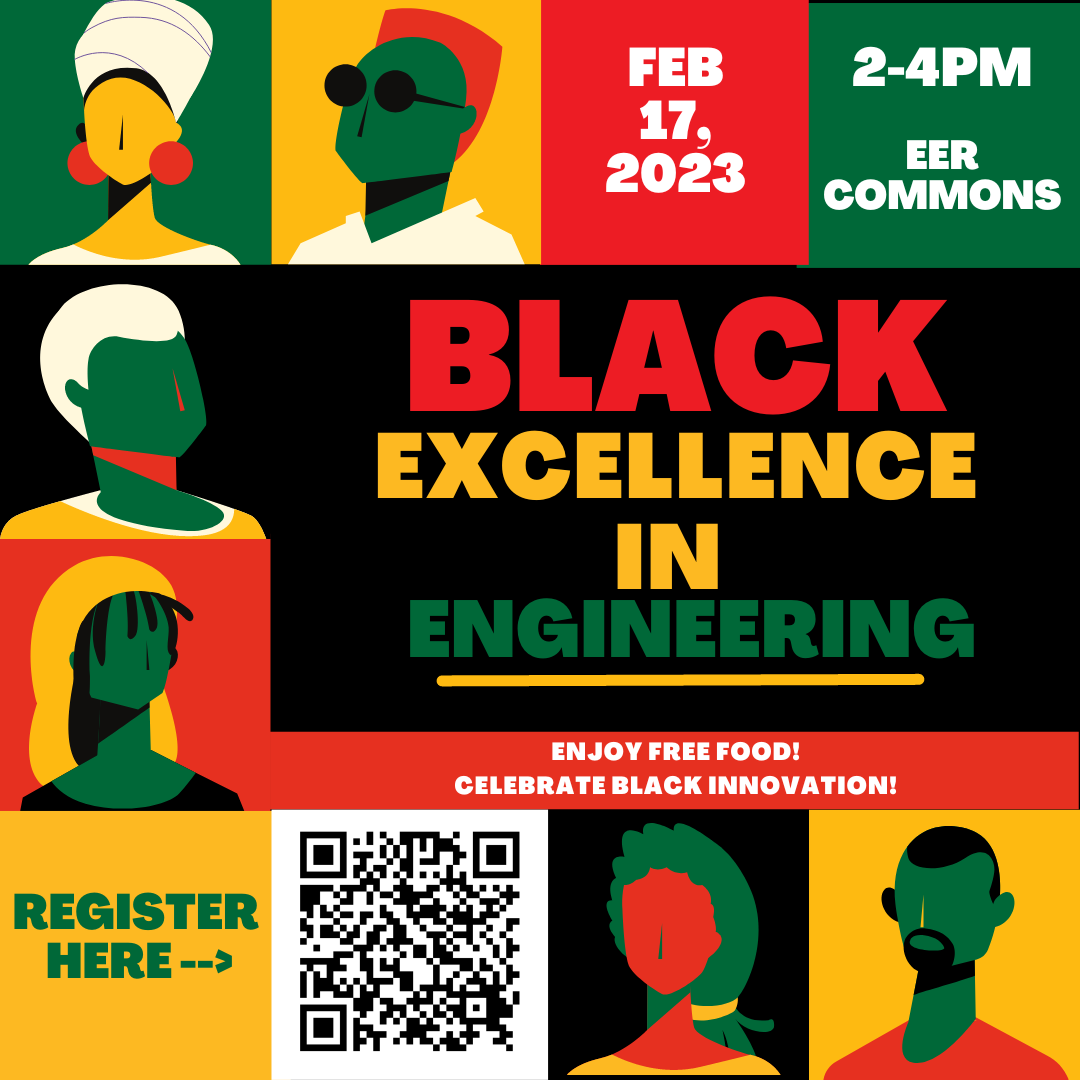 CockrellEvents's tweet photo. Join us along w/the Student Diversity &amp; Engagement Office for the annual Black Excellence in Engineering Festival! We'll have food from local Black-owned businesses, posters of important historical Black engineers, music &amp; fun! 2/17, 2-4 PM, EER Commons #BlackHistoryMonth https://t.co/OFERD7ceDo