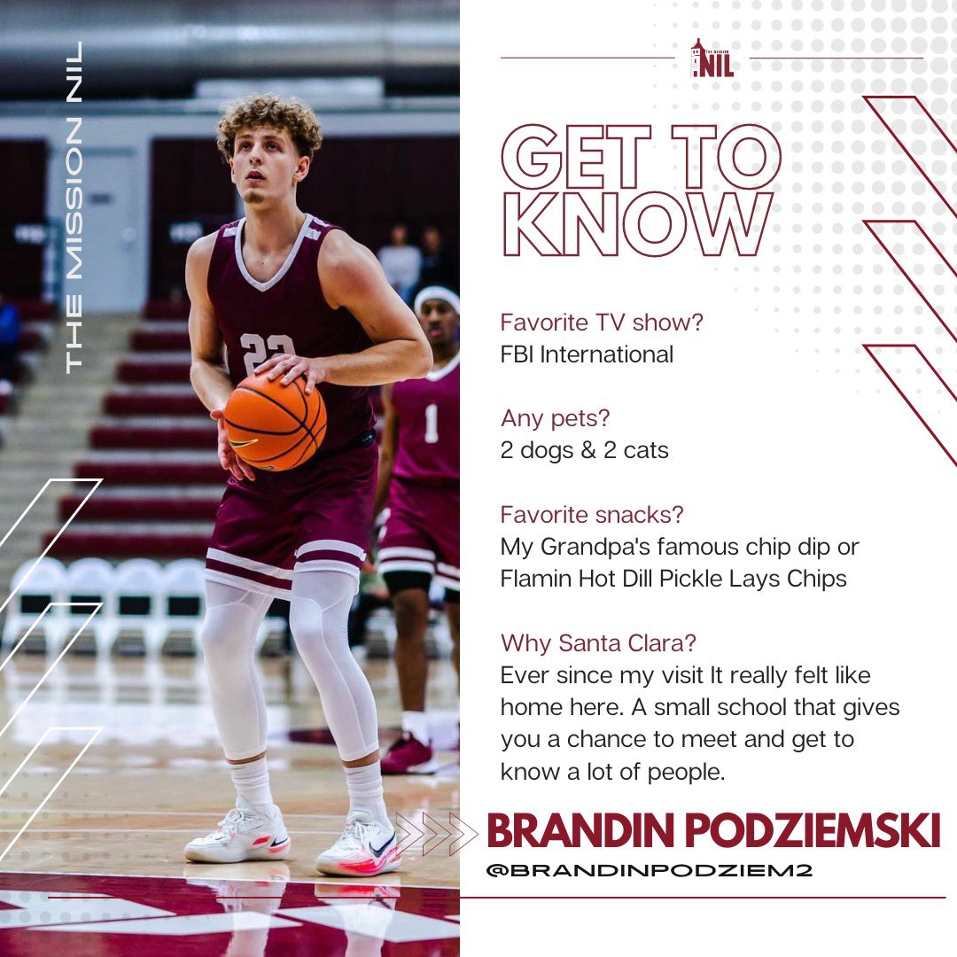 brandinpodziem2's tweet photo. Bronco Nation! @themissionnil continues to help me grow my personal brand as a Santa Clara Student-Athlete ‼️

Get to know me off the court by joining https://t.co/n8zggcExix today! https://t.co/FZ62o0o7A4