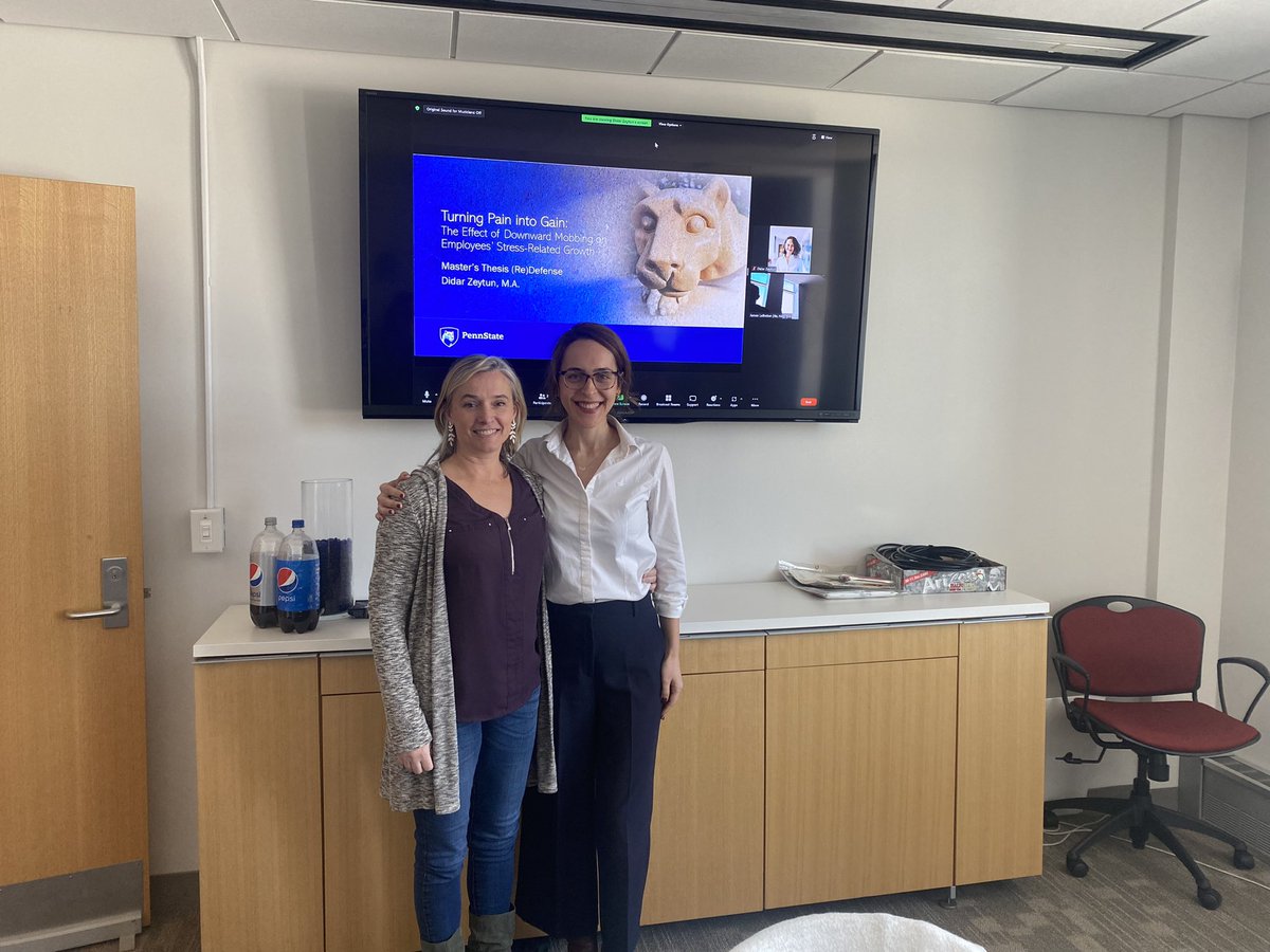 Congratulations to Didar <a href="/didarzeytun/">Didar Zeytun</a>  for (re)defending her master’s thesis on stress-related growth at work! Didar originally completed her master’s at Koc University in Turkey. We are so happy you’re here with us at Penn State! 🤍💙