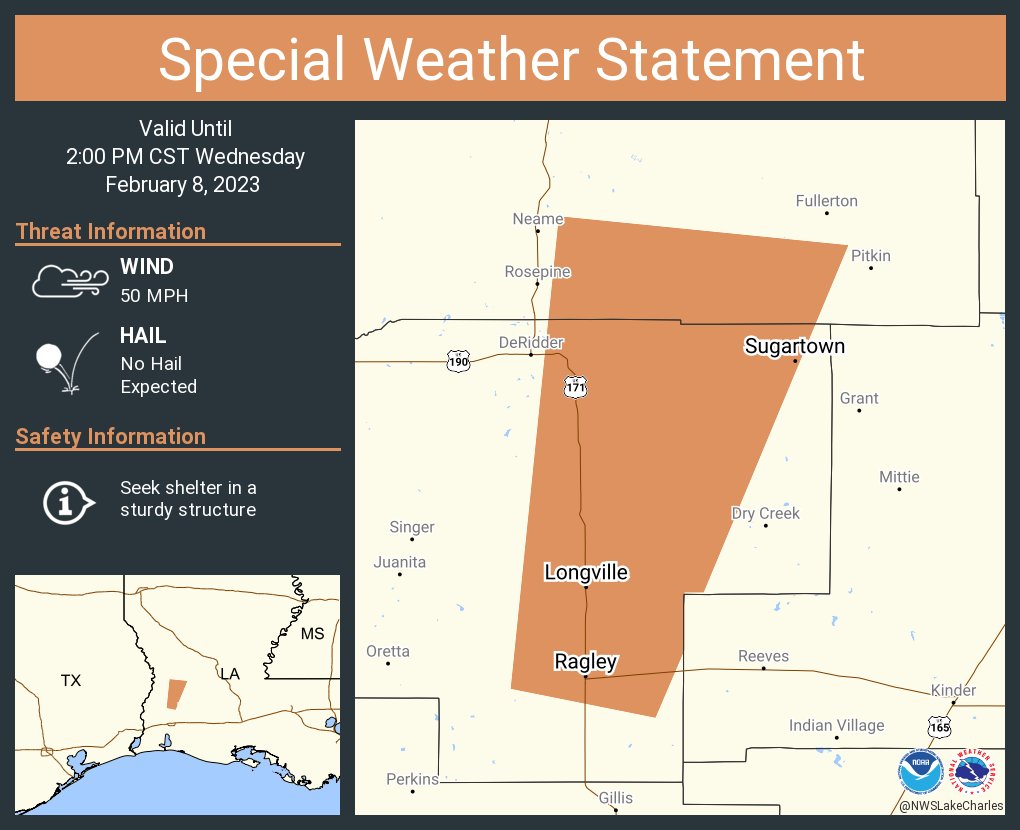 NWS Lake Charles on Twitter "A special weather statement has been