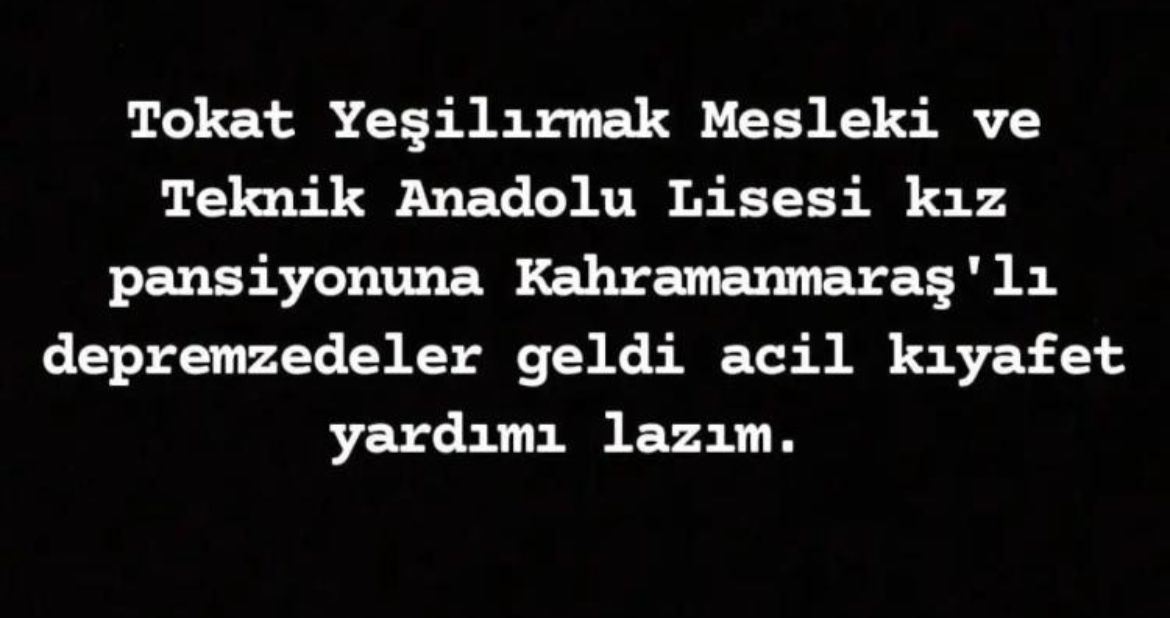 gencicmimarlar's tweet photo. ‼️‼️‼️‼️ KIYAFET YARDIMI GEREKLİ‼️‼️‼️‼️
#Tokat #Kahramanmaras #TurkeyEarthquake #Turkey #TurkeyQuake #yardımıhızlandır #yardimkolisi #YARDIM 
@Kizilay @TokatBelediye @AFADKMaras @AFADBaskanlik @AFAD_gonullu @ahbap https://t.co/vqS21JvCY9