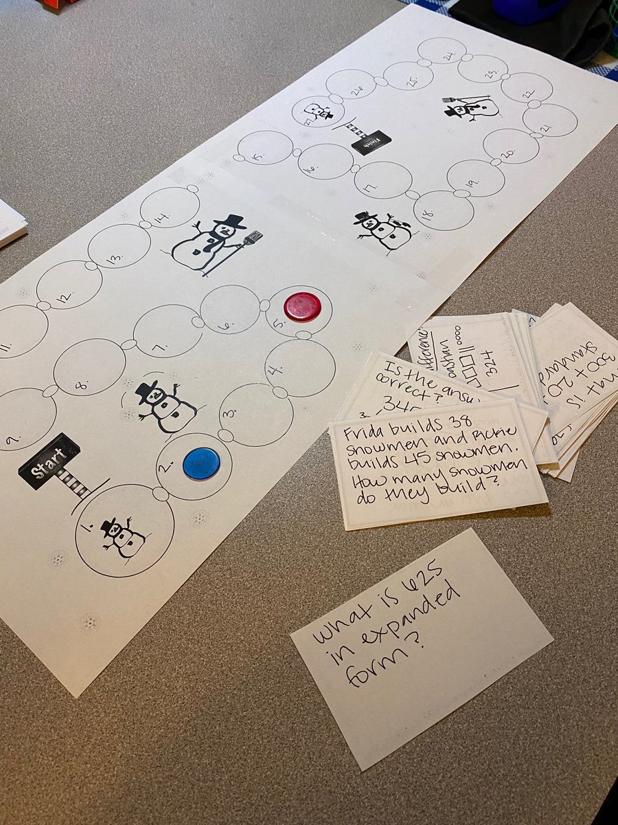 LJohnsonTeacher's tweet photo. I always have so much fun creating math games for my students! I found a blank game board and wrote my own questions! @3TrailsTigers @ISDSchools @CityOfIndepMO @UCentralMO #kcedu #isdstrong #teacherlife #3tepride #mathgames #snowmen #ISD2ndgrade https://t.co/JUETp1PPrn