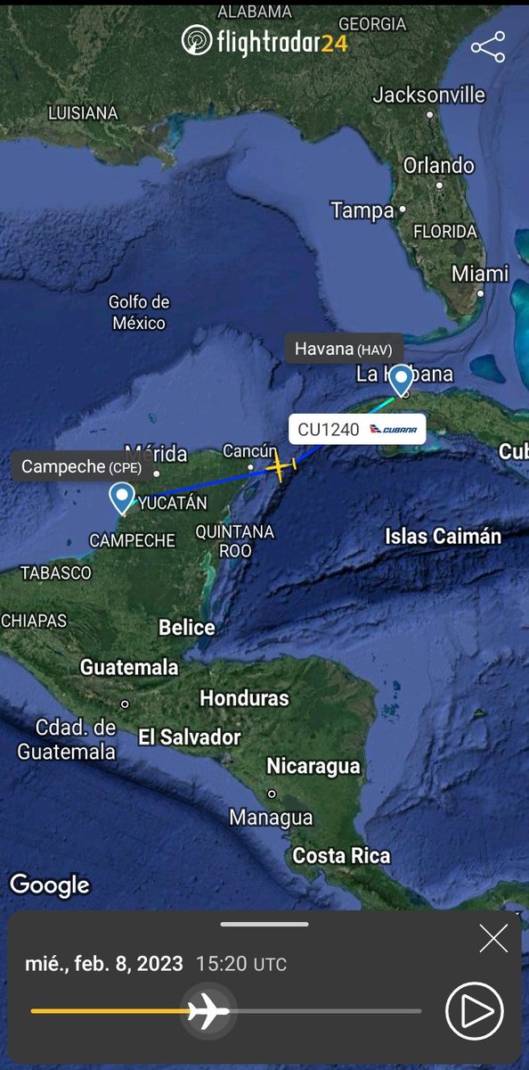 negrin_cuba's tweet photo. #CU1240 Aéreonave #ATR42 de uso #CubaEstadoMafioso comenzó desde horas de la madrugada 8 Febrero 2023 un interesante periplo q terminó en viaje a #Campeche #Mexico en horas de la mañana... aún no regresa. ¿El rajon de #Cienfuegos ?
@FlconEYES
@joankelincuba
@norges14
#teambuho https://t.co/bnNuNEcCn1