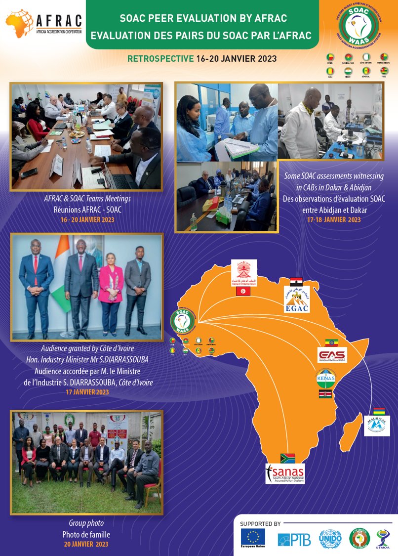 SoacWaas's tweet photo. Evaluation  des pairs #SOAC par @AFRAC_Official: 16 -20 JAN 23 : à termes, soutenir la reconnaissance internationale des marques de certification des produits des Etats @UEMOA_Officiel  et la marque qualité @ecowas_cedeao, #ECOQMARK, en cours de lancement par le @wacqip. https://t.co/NReYI6xddm