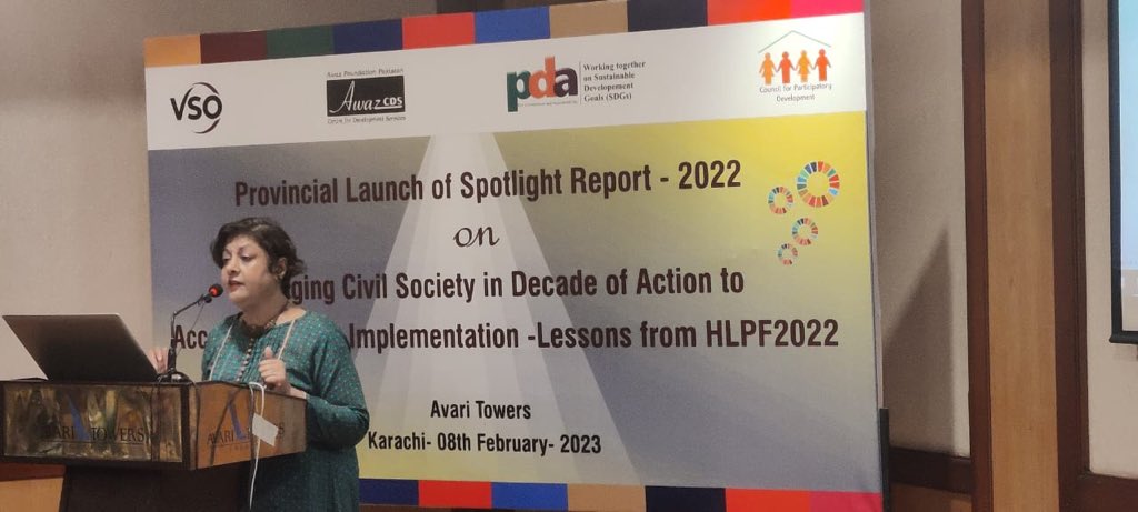 MZRAWAZ's tweet photo. #SpotlightReport on #SDGs successful launched in Karachi today. The participants demands more meaningful engagements & collaborations with #SDGsUnits @PlanComPakistan @SindhSDGs @SCSWPK @SindhGovt1 @PDA4SDGs @VSOPeople @VSO_Intl @AsifChishti @Action4SD @whiteband @malikemal https://t.co/i4VYsOOSSx