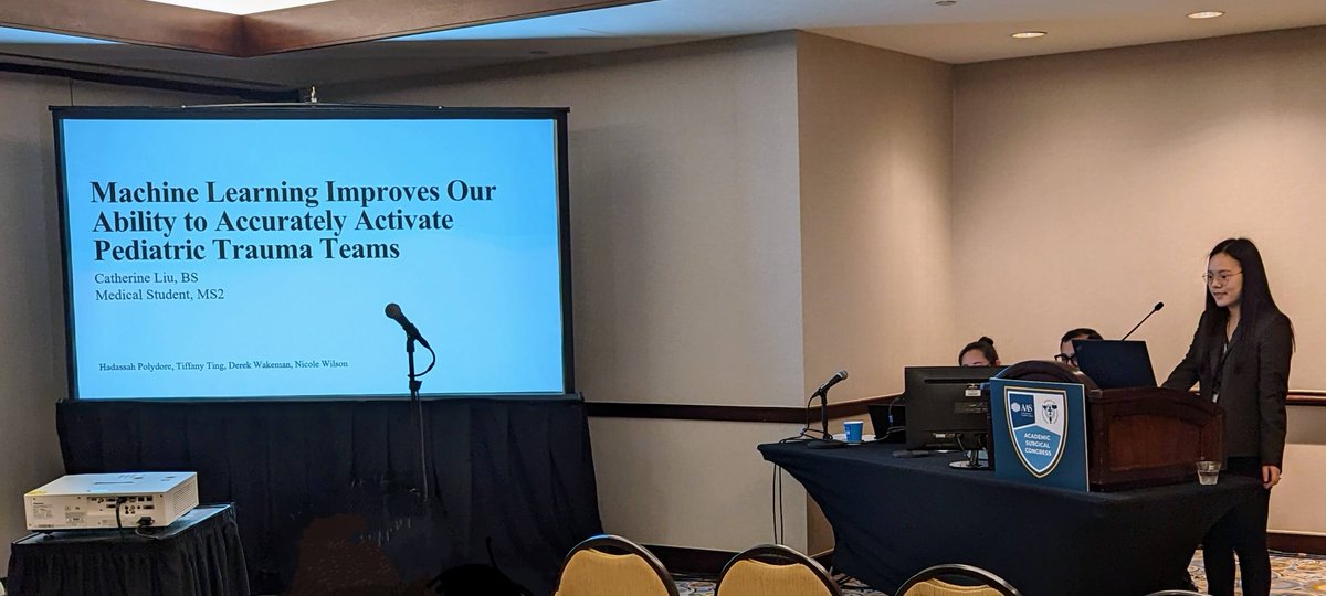 Wilson Eclipse Lab at UR (@eclipselabatur) on Twitter photo Catherine Liu (<a href="/URochester_SMD/">URochester SMD</a> MS2) presenting "Machine Learning Improves Our Ability to Accurately Activate Pediatric Trauma Teams" at #ASC2023 in Houston this morning.
#MedicineAndScience
#DataScience #Healthcare Catherine Liu (<a href="/URochester_SMD/">URochester SMD</a> MS2) presenting "Machine Learning Improves Our Ability to Accurately Activate Pediatric Trauma Teams" at #ASC2023 in Houston this morning.
#MedicineAndScience
#DataScience #Healthcare