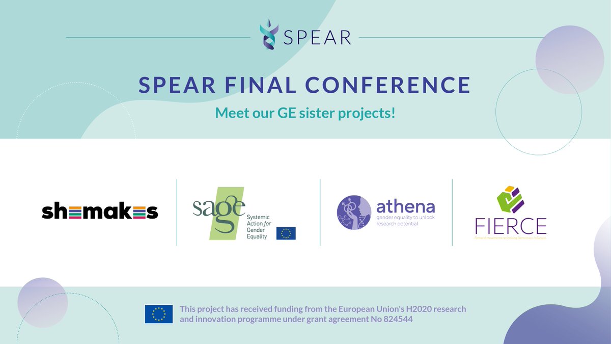 SPEAR project (@spearproject) on Twitter photo We're so glad to have <a href="/shemakes_eu/">Shemakes</a>, <a href="/SAGE_GEquality/">SAGEGrowingEquality</a>, <a href="/ATHENA_Equality/">Athena Equality</a> & <a href="/Fierceprojecteu/">FIERCE</a> projects joining our final conference! 🤩
We're looking forward to meeting you all on March 1 in Copenhagen 🇩🇰
Check out the programme & register
🔗 gender-spear.eu/final-conferen… We're so glad to have <a href="/shemakes_eu/">Shemakes</a>, <a href="/SAGE_GEquality/">SAGEGrowingEquality</a>, <a href="/ATHENA_Equality/">Athena Equality</a> & <a href="/Fierceprojecteu/">FIERCE</a> projects joining our final conference! 🤩
We're looking forward to meeting you all on March 1 in Copenhagen 🇩🇰
Check out the programme & register
🔗 gender-spear.eu/final-conferen…