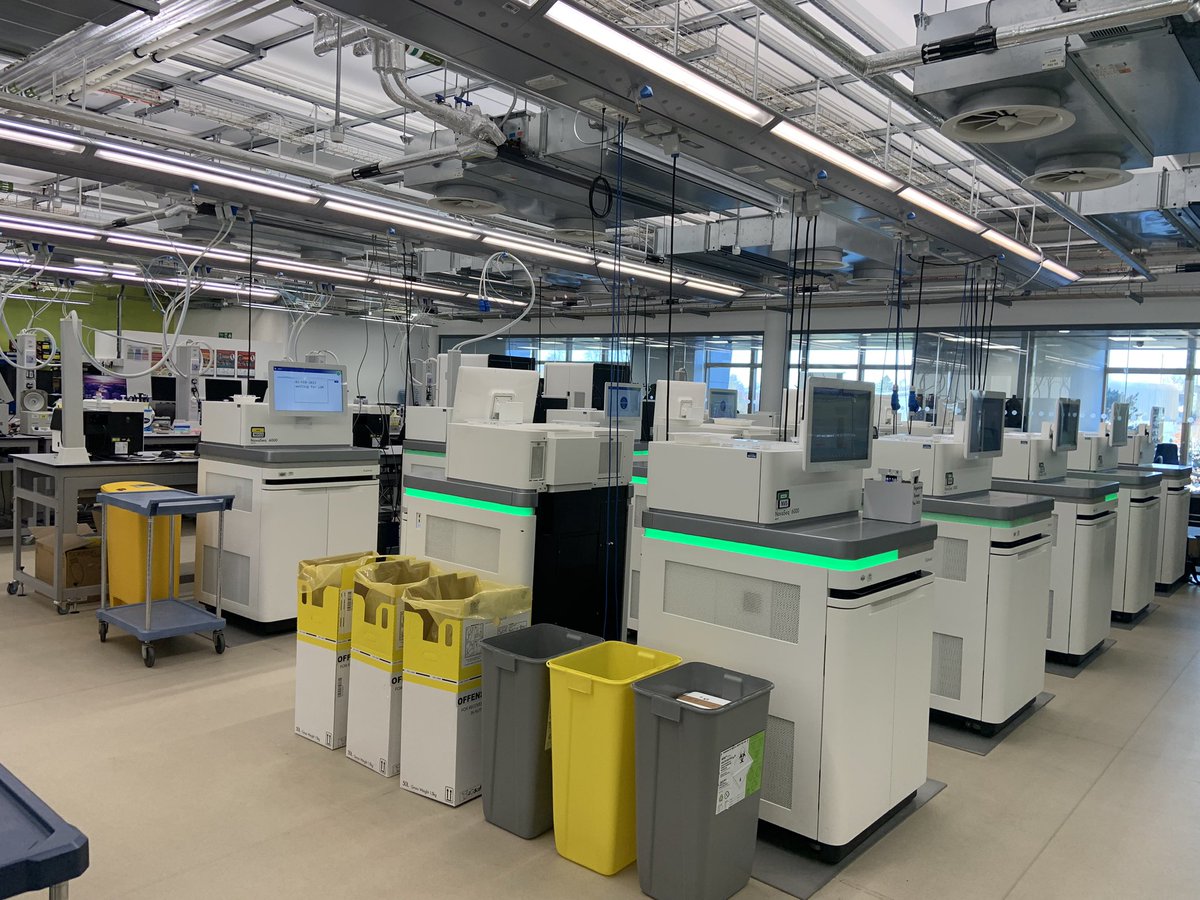 Pretty neat way to start the day at <a href="/sangerinstitute/">Wellcome Sanger Institute</a>! 

Over the course of a year, on average this lab will churn out the equivalent of a full human genome every few minutes! 

Compare that to the 10+ years it took to put together the first human genome.