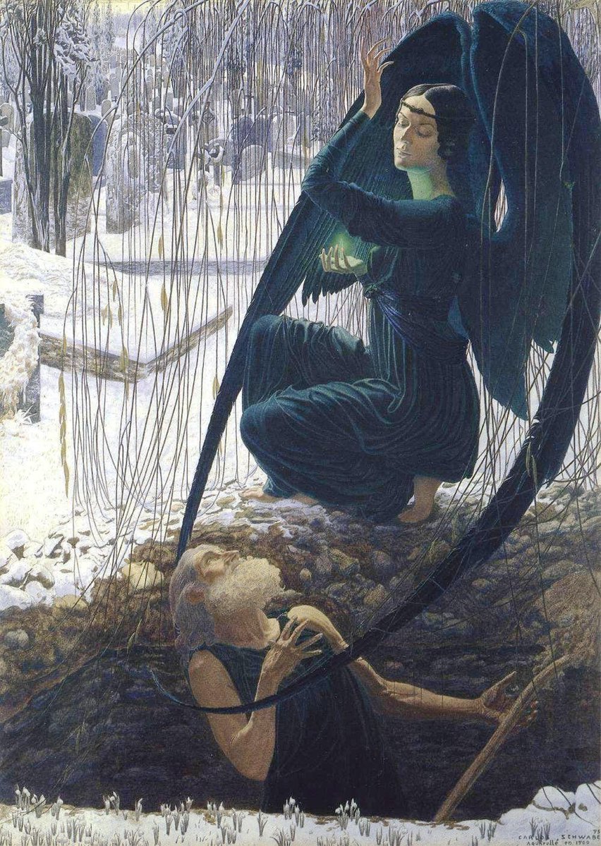 joanpopejoan's tweet photo. The Death of the Grave Digger by Carlos Schwabe, 1895 https://t.co/Of7VyeyqD8