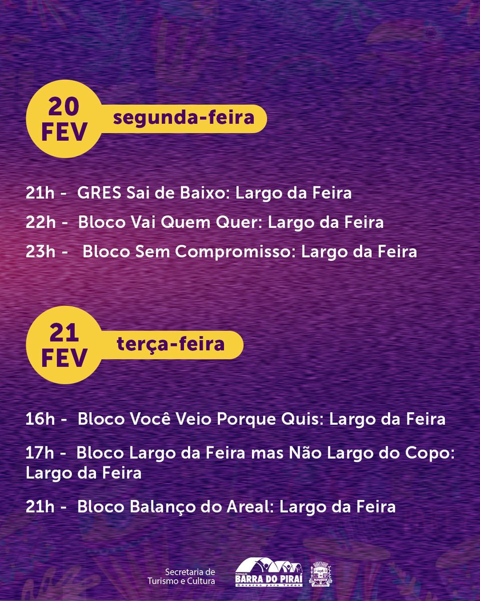pmbpoficial's tweet photo. O BadoPi Folia vem aí! 🎉
Confira a programação dos blocos que vão rolar por aqui

#Carnaval #SecTurismo #BadoPiFolia #GovernoParaTodos #PMBPOficial https://t.co/JXrFwHLhp4