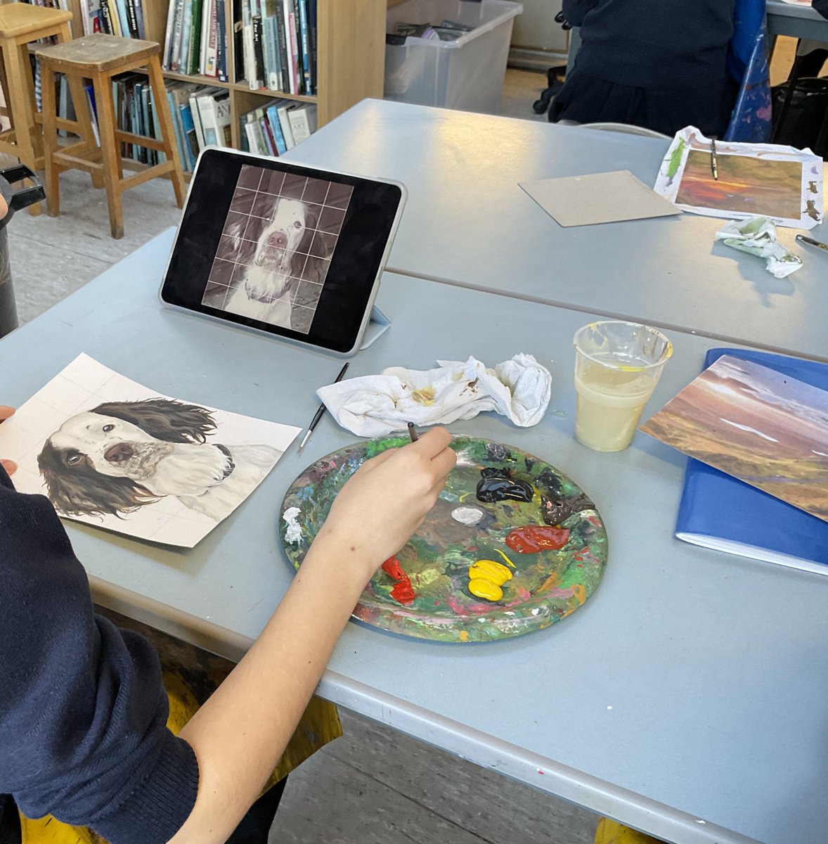 NorthamptonHigh's tweet photo. In the @ArtsNHS faculty today Y11 are using the new Creative Hub space for collaborative learning and Y9 are working on artist studies and brushwork #WeCan create and learn #LearningTweets https://t.co/sBG5CFZLzu