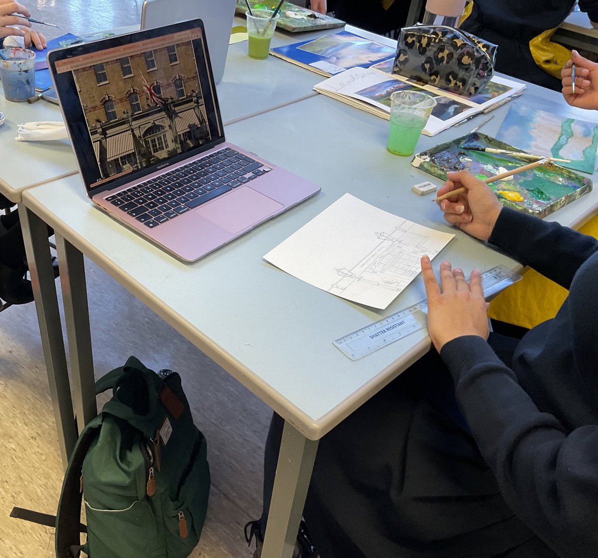 NorthamptonHigh's tweet photo. In the @ArtsNHS faculty today Y11 are using the new Creative Hub space for collaborative learning and Y9 are working on artist studies and brushwork #WeCan create and learn #LearningTweets https://t.co/sBG5CFZLzu