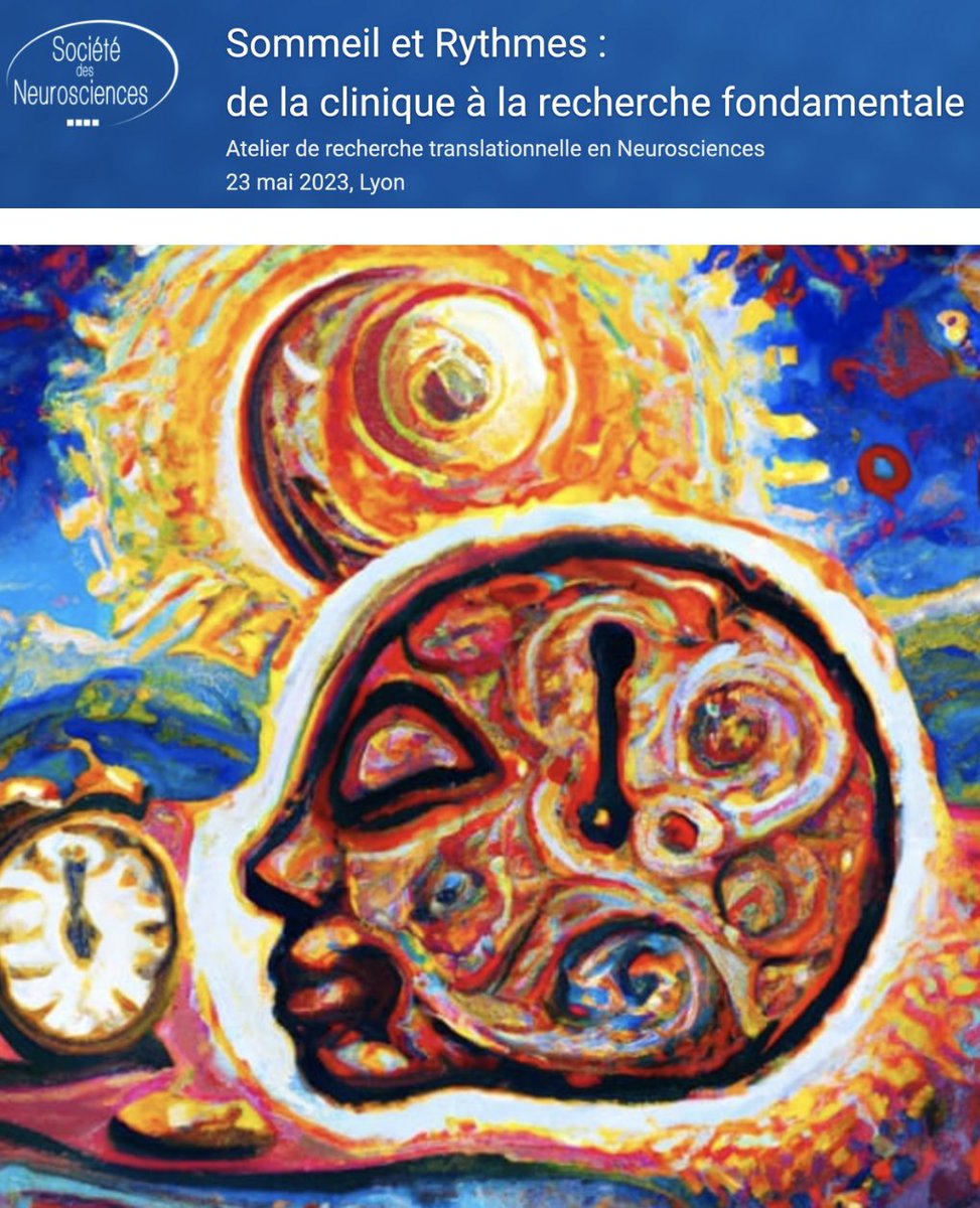 Société des Neurosciences (@socneuro_tweets) on Twitter photo Ne manquez pas l'atelier "Sommeil et Rythmes : de la clinique à la recherche fondamentale" coordonné par <a href="/ChristellePeyr2/">Christelle Peyron</a>, Laure Peter-Derex, <a href="/DkhissiBenyahya/">Dkhissi-Benyahya Ouria</a>
🗓️ 23 mai 2023
📍 Amphi. Le Vinatier, Bron
Plus d'infos 👉 cutt.ly/H3sOLaO
#neurosciences #sommeil Ne manquez pas l'atelier "Sommeil et Rythmes : de la clinique à la recherche fondamentale" coordonné par <a href="/ChristellePeyr2/">Christelle Peyron</a>, Laure Peter-Derex, <a href="/DkhissiBenyahya/">Dkhissi-Benyahya Ouria</a>
🗓️ 23 mai 2023
📍 Amphi. Le Vinatier, Bron
Plus d'infos 👉 cutt.ly/H3sOLaO
#neurosciences #sommeil