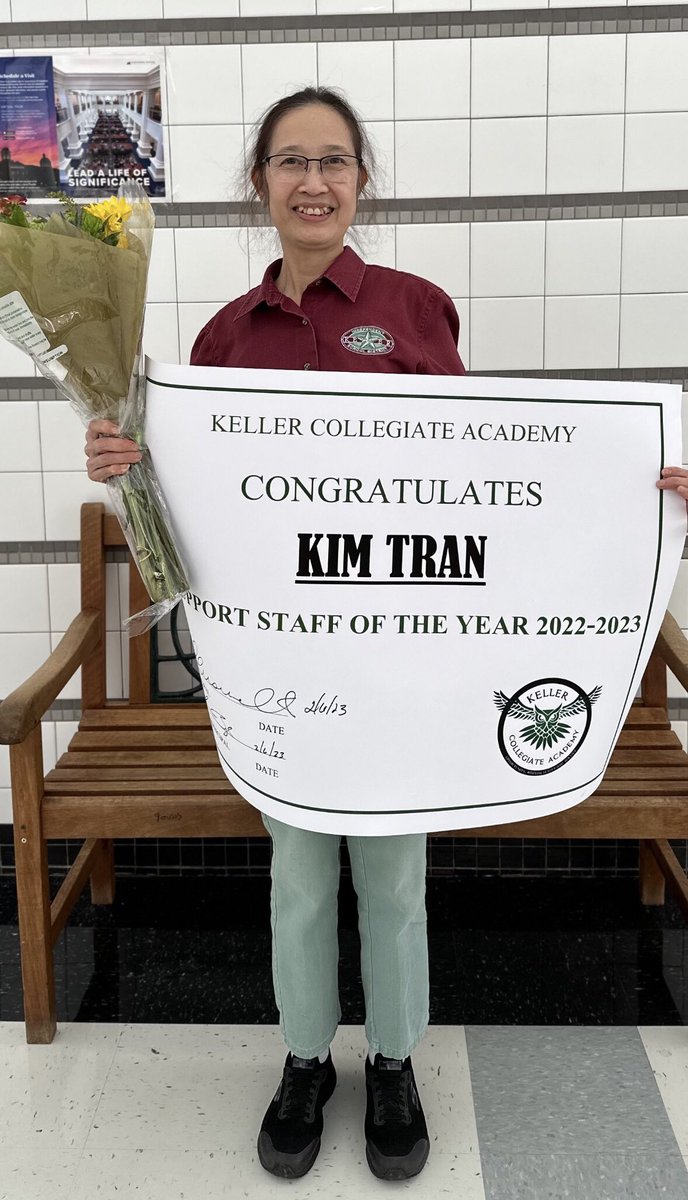 Congratulations to Mrs. Kim Tran, KCA’s 2022-2023 Support Staff if the Year!  We are so thankful she is part of our school family! #CelebrateKISD