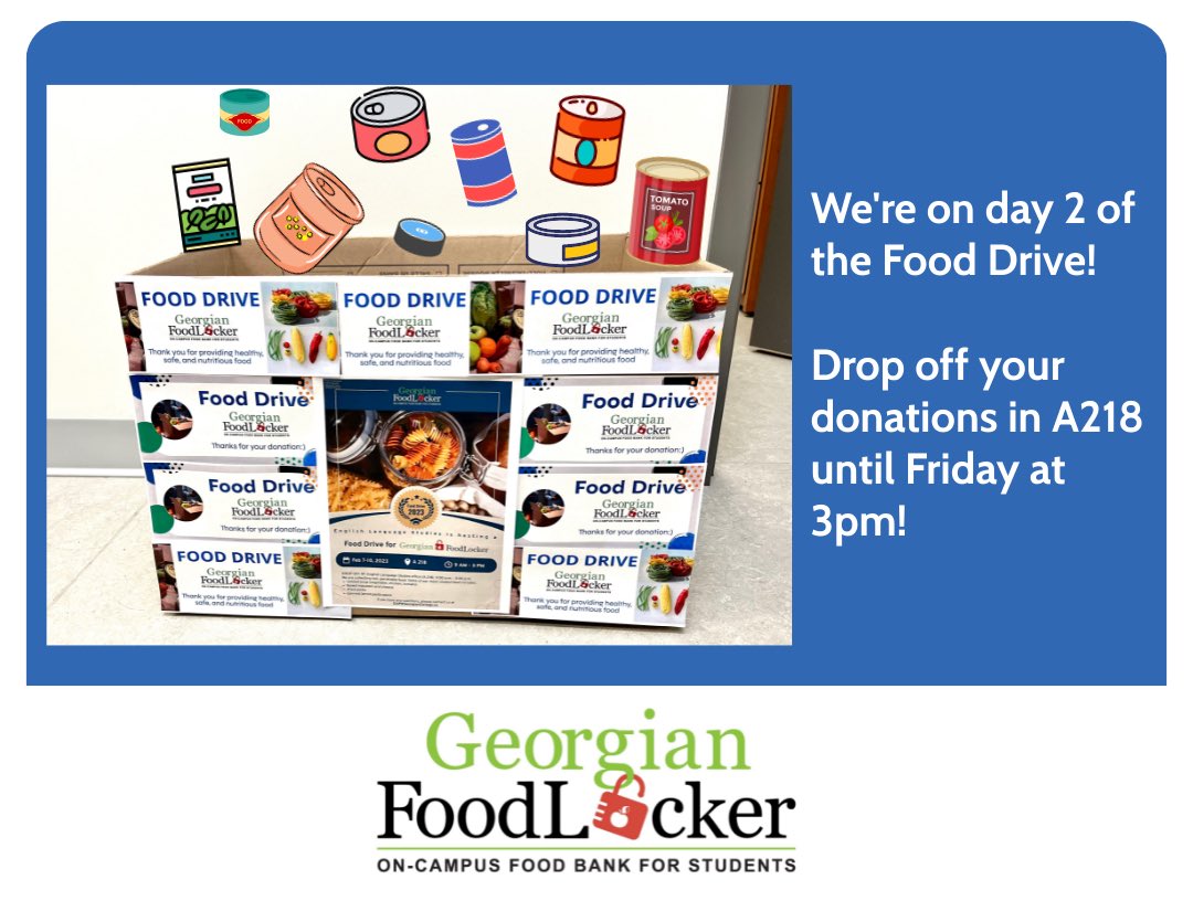 ELSGeorgian's tweet photo. Most needed items include…
- soup (vegetable, chicken noodle, tomato)
- boxed macaroni and cheese
- dried pasta
- canned/jarred pasta sauce @GCSA_Barrie @foodlockerbarri @georgiancollege https://t.co/IQDqpsPrzu