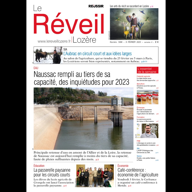 À la une du Réveil Lozère du 9 février :

📌 Naussac rempli au tiers de sa capacité, des inquiétudes pour 2023

📌 SIA : l'Aubrac en circuit court et aux idées larges

📌 La passerelle paysanne pour les circuits courts

#agriculture #Lozère
