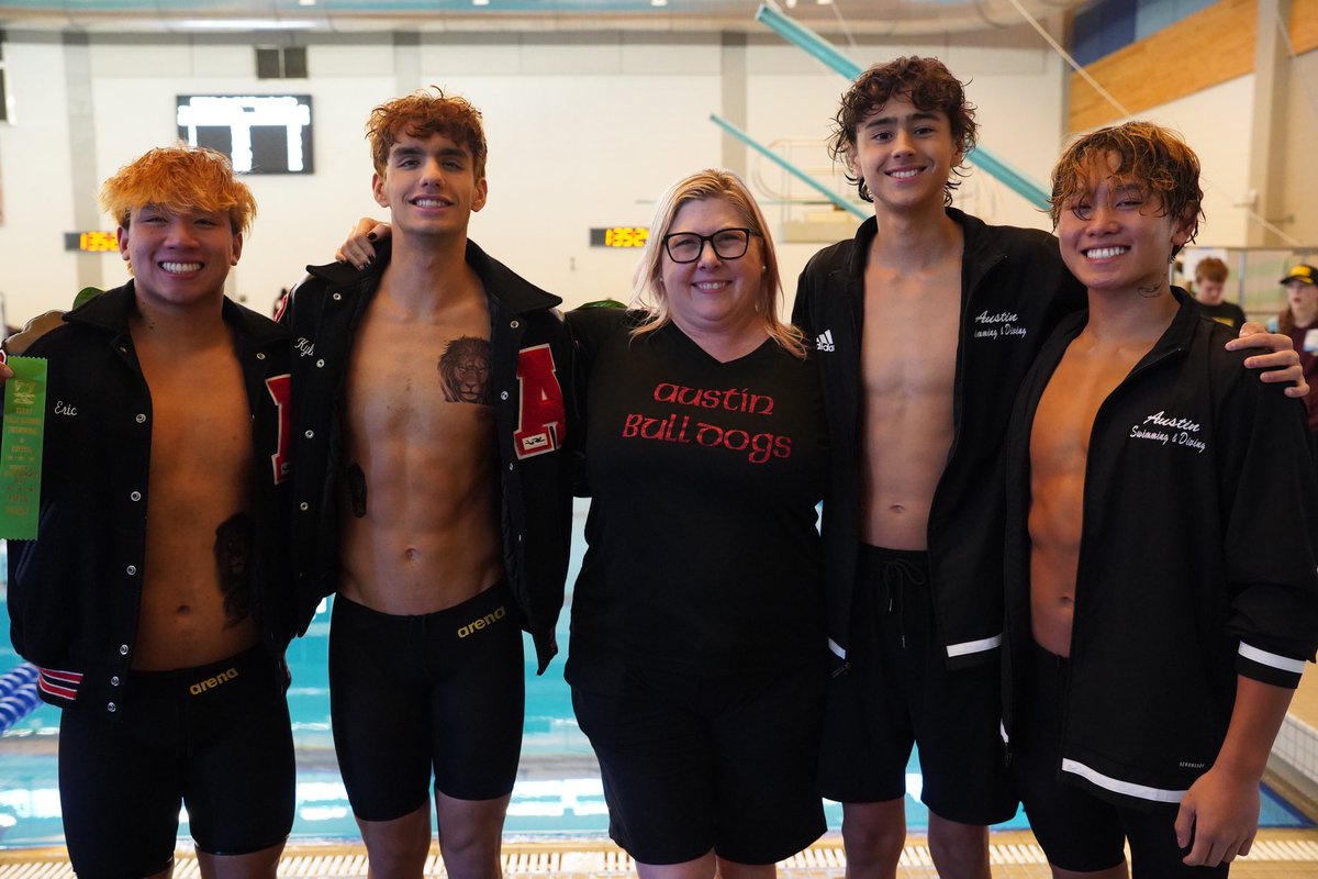 These boys - Kyle Kulow, Eric Qui, Ivan Pidgirsky, and Lloyd Gomy are going to State in all 3 relays!!! #showtime #bulldogpride <a href="/FBISDAthletics/">Fort Bend ISD Athletics</a> <a href="/FortBendISD/">Fort Bend ISD</a> <a href="/AHSBulldogs/">AHS Bulldog Athletics</a> <a href="/SFAHS_Bulldogs/">Austin High School</a> <a href="/Dawgsportsmed/">Bulldog Sports Medicine</a> <a href="/ahsdawgsquad/">ahsdawgsquad</a>