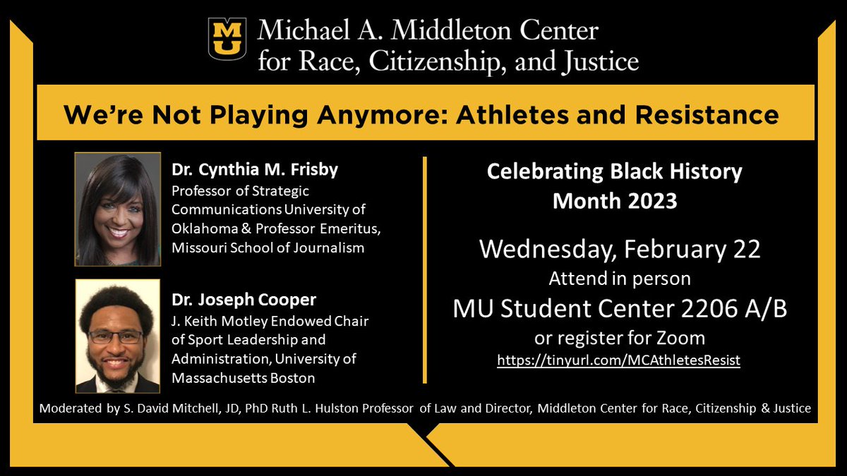Don't miss this great discussion celebrating Black History Month at the Middleton Center! 
Come in person or sign up to attend via Zoom: tinyurl.com/MCAthletesResi…