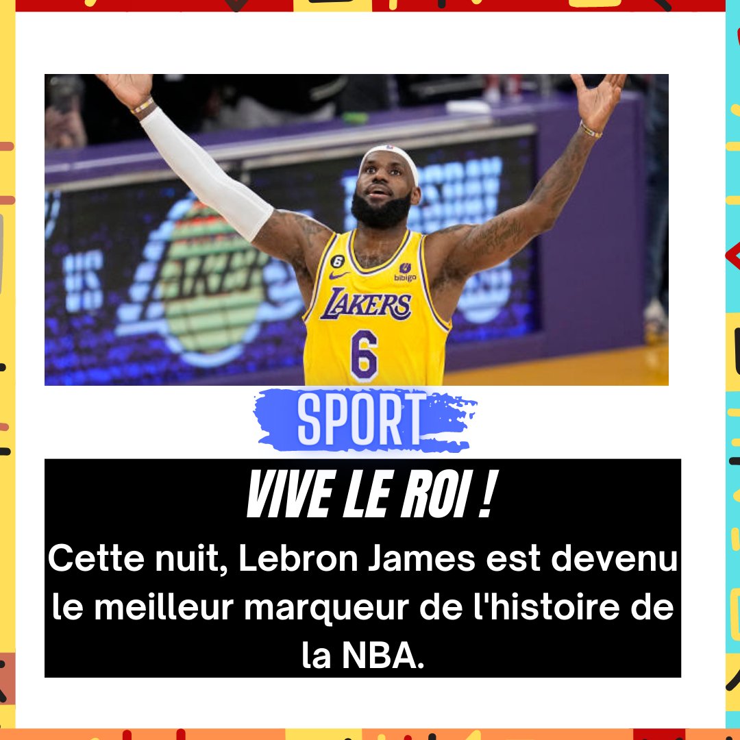 CCHICMAG1's tweet photo. HISTORIQUE !
@KingJames dépassse #KareemAbdulJabbar est devient le meilleur marqueur de l'histoire de la NBA
Une Nouvelle Page s'écrit dans l'Histoire du Sport. 👑 
##38388 https://t.co/ClytuV3fT2