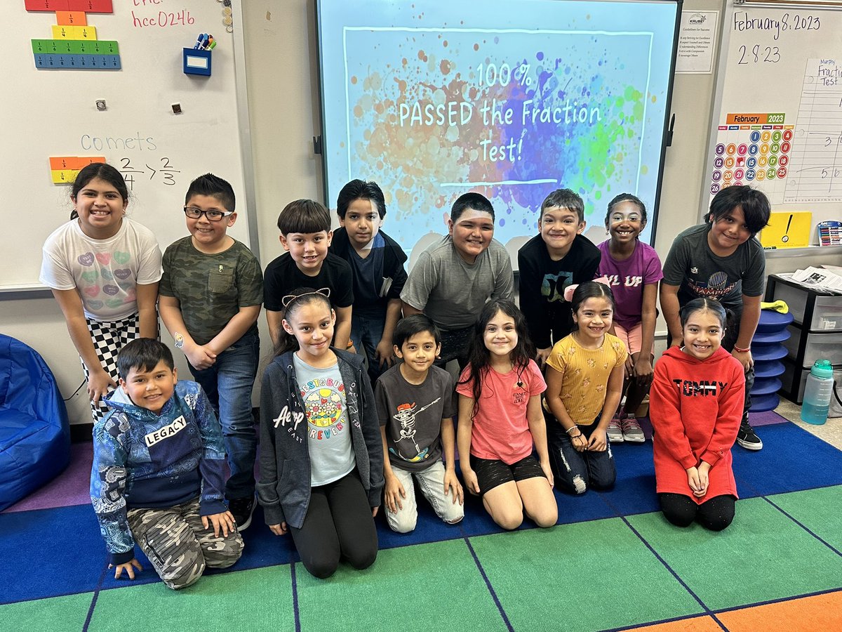mrsmurphy319's tweet photo. MAJOR SHOUT OUT! These kiddos have worked so hard! 100% passing on the fraction aware test! Way to go! #fractions #pisdmathchat #krusecomets #thirdgrade https://t.co/Nfo8QnlIOE