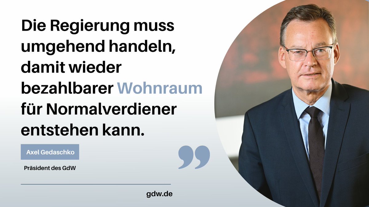Der #Wohnungsmarktkrise entschlossen gegensteuern:

Das Motto muss jetzt für die #Regierung angesichts des dramatischen Absturzes des Wohnungsbaus umgehend Programm werden! 

#GdW-Präsident <a href="/gedaschko/">Axel Gedaschko_GdW</a> zur heutigen Aktuellen Stunde im #Bundestag:

bit.ly/3HNT9oe