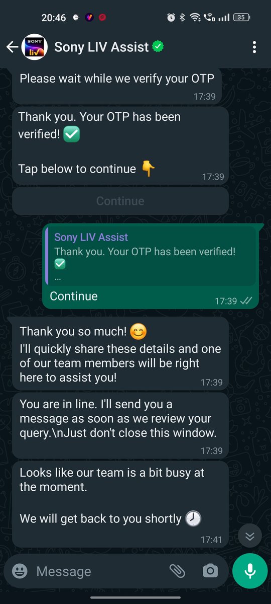 jaykelawala's tweet photo. @SonyLIV @HarishPhani Never mention 8591975331 in your support contact list as it never works.
Support does not mean putting a dummy chatbot only be texting "team is busy" and then gone....! https://t.co/sS9UUL5Lr1