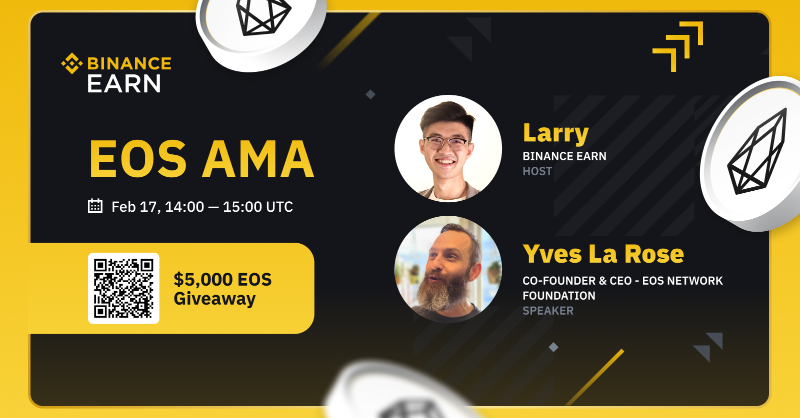 binance's tweet photo. Join us on #Binance Live for the $EOS AMA with @yveslarose, Co-founder &amp; CEO of @eosnfoundation.
 
🗓️ February 17, 2023.
⏰ 14:00 UTC.

There will also be $5,000 in #EOS to be won - see thread on how to participate!

Set a reminder ⤵️